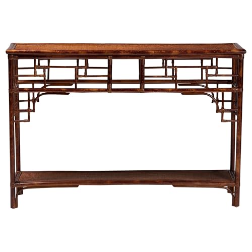 bali & pari Sebalio Tortoise Natural Rattan Console Table with Open Shelf bali & pari