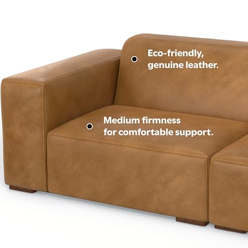 SIMPLIHOME Rex 3-Seater Modular Sofa in Full-Grain Genuine Leather, Sienna, 122-inches Wide, Handcrafted Modern-Style Leather Couch for Living Room and Family Room SIMPLIHOME