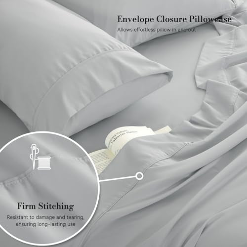Dreava Grey Queen Sheet Set - Soft Breathable Microfiber Bed Sheets with Extra Deep Pocket, Luxury Hotel Cooling Bedding, Oeko-Tex Certified Wrinkle Free 4 Piece Dreava