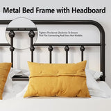 Vengarus Metal Bed Frame,Queen Size Bed Frame with Headboard,Structurally Stable, Heavy Duty Steel Slat Supported,Under Bed Storage,No Box Spring Needed,14 Inch,Black Vengarus