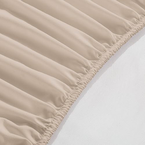 Elegant Comfort 1500 Premium Hotel Quality 18-24 Inches Deep - Extra Deep Pocket Single Fitted Sheet for High Mattress, Luxury and Softest, Smart Pocket - Wrinkle Free, King, Cream Elegant Comfort