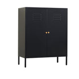 SunLinkSan Metal Accent Cabinet,Sideboard Buffet Cabinet for Living Room,Bed Room,Home,Hotel,Office,Garage,School,Kitchen,3-Tier Locker Storage Cabinet,2 Removable Shelves. (Metal Door, Black) SunLinkSan