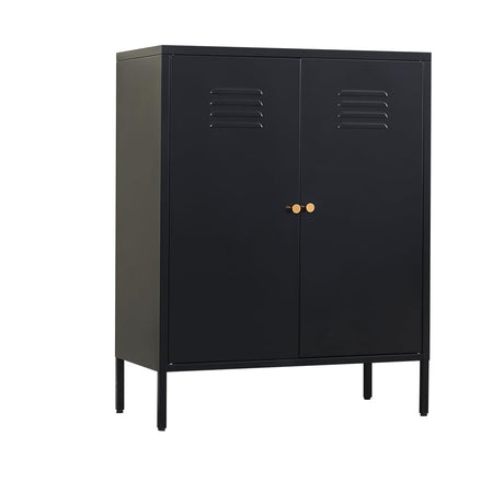 SunLinkSan Metal Accent Cabinet,Sideboard Buffet Cabinet for Living Room,Bed Room,Home,Hotel,Office,Garage,School,Kitchen,3-Tier Locker Storage Cabinet,2 Removable Shelves. (Metal Door, Black) SunLinkSan