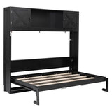 Harper & Bright Designs Full Size Murphy Bed, Wood Hidden Foldable Wall Bed Frame with Storage Cabinet for Bedroom, Office, Space-Saving, Black Harper & Bright Designs