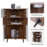 SogesHome Corner Cabinet, 4-Tier Wood Wall Corner Storage Cabinet with 4-Door Cabinet&1 Cube, for Small Space, Living Room, Bedroom, Dining Room SogesHome