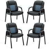 Sweetcrispy Waiting Room Chairs Set of 4, PU Leather Big and Tall No Wheels Executive Office Chair with Padded Arms for Reception Conference Room Lobby Sweetcrispy