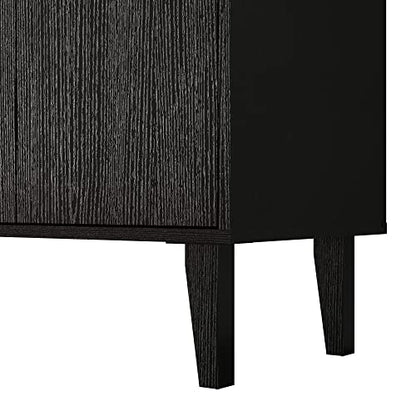 Panana Sideboard Buffet Cabinet Kitchen Storage Cabinet Living Room 4 Doors Console Table (Black) - WoodArtSupply