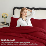 CozyLux Full Size Comforter Set Dark Red, 3 Pieces Solid Breathable Quilted Style Bedding Sets, Luxury Soft Bed Set with Down Alternative Comforter for All Season (1 Comforter & 2 Pillowcases) CozyLux