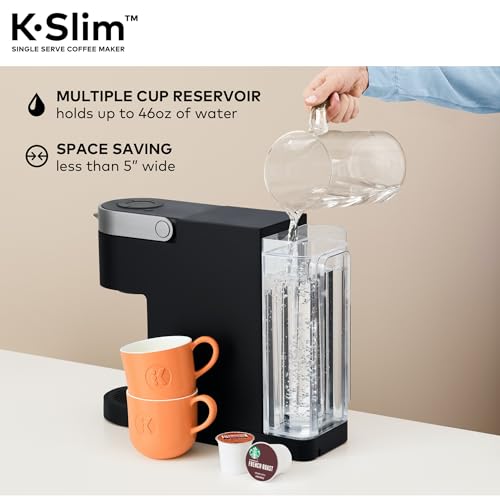 Keurig K-Slim Single Serve K-Cup Pod Coffee Maker, Multistream Technology, 3 Brew Sizes, Slim and Sleek Design, 46oz Removable Reservoir, Black Keurig