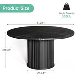 Tribesigns 47-Inch Round Conference Table, Black Meeting Table for 4-6 People, Small Office Desk with Sturdy Metal Base, Perfect for Conference Room or Small Workspaces, Black Tribesigns