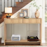 Entryway Table with Storage, Narrow Console Table with Drawers, 43.3' Couch Table Behind Sofa Long and Skinny for Living Room TV, Hallway Entrance Foyer, Mid Century Modern Boho Fluted Console Table affeivul