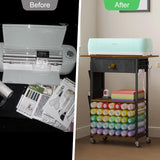 Craft Organizers and Storage Cart: Craft Room Cart for Organizing Cutting Accessories and Machine, Vinyl Roll Storage and Organization Holder, Heat Press Stand Table with Wheels Lyuwanxian