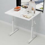 Luxebough Adjustable Study Desk, Height Adjustable Standing Desk with Manual Crank, 23" Wide Small Computer Table, Sit Stand Table, White Frame, 24-35 Lifting Range (White,32.68" L × 23.62" W) Luxebough