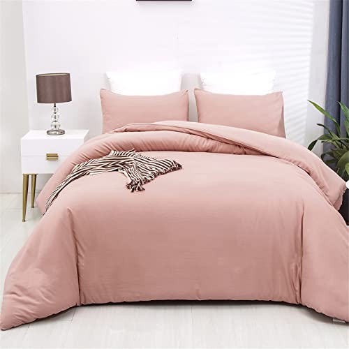 Cottonight Pink Comforter Set Twin Blush Pink Bedding Set Full Pale Pink Quilts Blanket Solid Color Soft Breathable Dusty Rose Comforter Set for Women Girls Twin Bed Cottonight