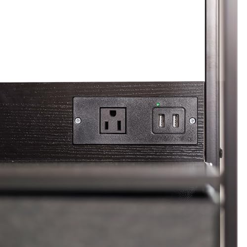 Flash Furniture Sodano 3 Nightstand with Charging Station, 2 USB Ports and 1 Outlet, Metal, Engineered Wood Top, Handles, Set of 1, Charcoal Drawers/Black Frame Flash Furniture