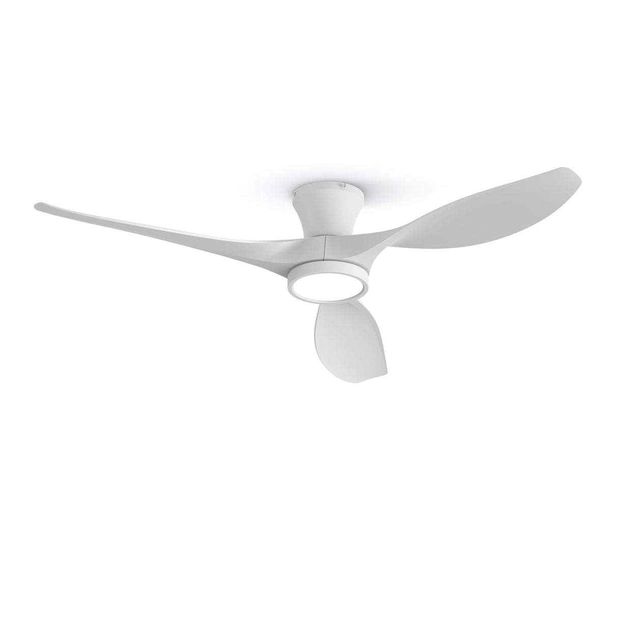 TALOYA 52 inch Ceiling Fans with Lights Remote Control, Modern Low Profile Ceiling Fan with Quiet Reversible DC Motor for Bedroom Living Room and Patio White TALOYA