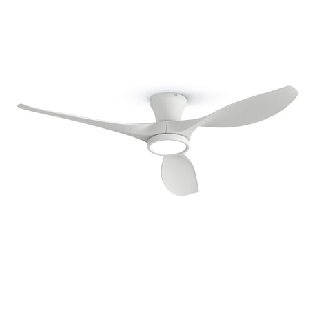 TALOYA 52 inch Ceiling Fans with Lights Remote Control, Modern Low Profile Ceiling Fan with Quiet Reversible DC Motor for Bedroom Living Room and Patio White TALOYA