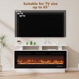 Fireplace TV Stand with 50" Smart Electric Fireplace, Modern Wood Entertainment Center with Mantel&Built-in Power Outlets, Fireplace Cabinet for Living Room (White, 50“ WiFi) HOMTHING