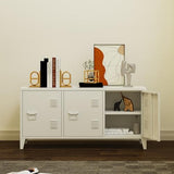 MIOCASA Metal Cabinet with Doors and Shelf,Industrial Steel Storage Cabinet TV Stand, 2 Tier Low Locker TV Cabinet for Home and Office White Size: 44.49W×15.75D×22.83H MIOCASA