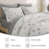 Jameswish 7 Pieces Black Bow Comforter Set for Girls Kids Soft Fluffy Bedding Set Full Size Bed in A Bag as Gifts (1 Comforter, 1 Flat Sheet, 1 Fitted Sheet, 2 Pillowcase and 2 Pillow Sham) Jameswish