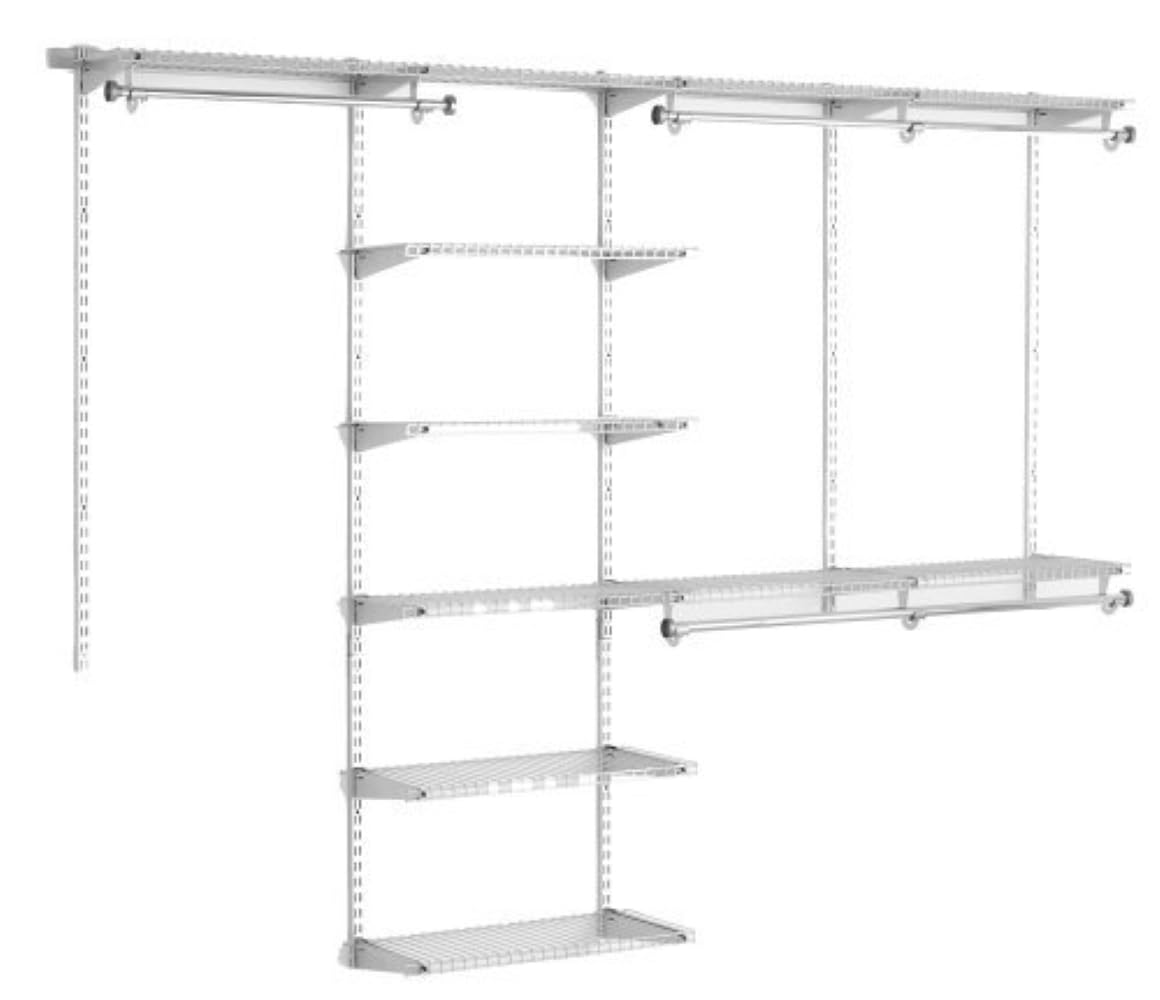 Rubbermaid Configurations Deluxe Custom Closet Kit, 4-8 Ft. Adjustable Metal Wire Shelving, Titanium Finish, Expandable Organization System, Hardware Included, for Home Closet/Pantry/Laundry/Mudroom Rubbermaid