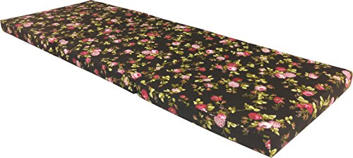D&D Futon Furniture Trifold Foam Beds, Floor Tri-Fold Bed, Foldable Shikibuton Mattress Cushion Topper Mat for Space Saving Sleepover 3x27x75 in, Red Rose Black D&D Futon Furniture