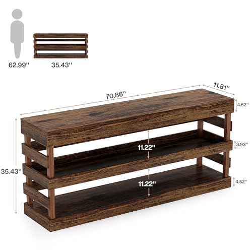 Tribesigns 70.9-Inch Extra Long Console Table, Farmhouse Entryway Table with 3-Tier Storage Shelf, Narrow Sofa Table Behind Couch, Wood Console Table for Living Room, Hallwahy, Foyer Tribesigns