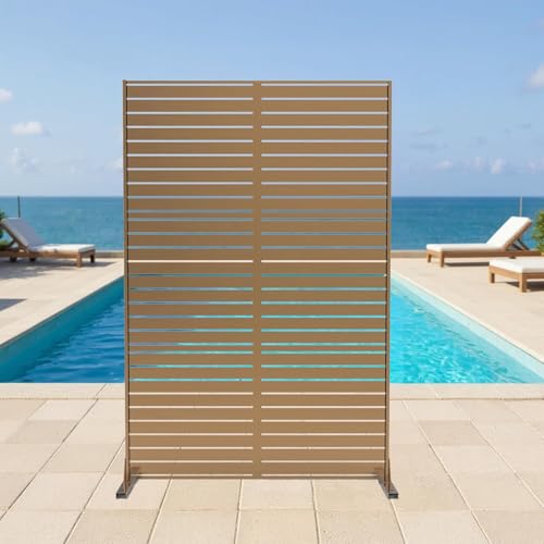 Metal Privacy Screen Outdoor, 72" h×47" w Balcony Patio Privacy Screen, Freestanding Privacy Fence, Decorative Panel, Patio Room Divider for Garden, Balcony, Deck Garvee