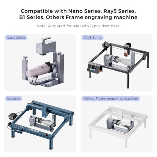 Longer Rotary Extension for Nano Series， Ray5 Series， B1 Series, Other Frame Engraving Machines (Must with 12 Pcs Riser), Y-axis Rotary Roller for Engraving Cylindrical Objects, Wine Glass, Tumbler Longer