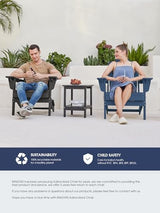 KINGYES Folding Adjustable Adirondack Chair, HDPE Reclining Adirondack Chair with Cup Holder, All Weather Use Oversize Adirondack Outdoor Chair, Blue KINGYES