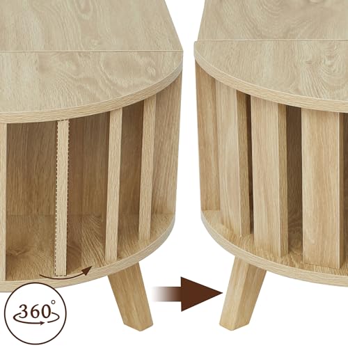 Janmer Home 47.3" Lift Top Coffee Table with Hidden Storage, Small End Table with Curved Edge Design, Oval Center Table with Lift Tabletop for Living Room, Office (Natural) Janmer Home