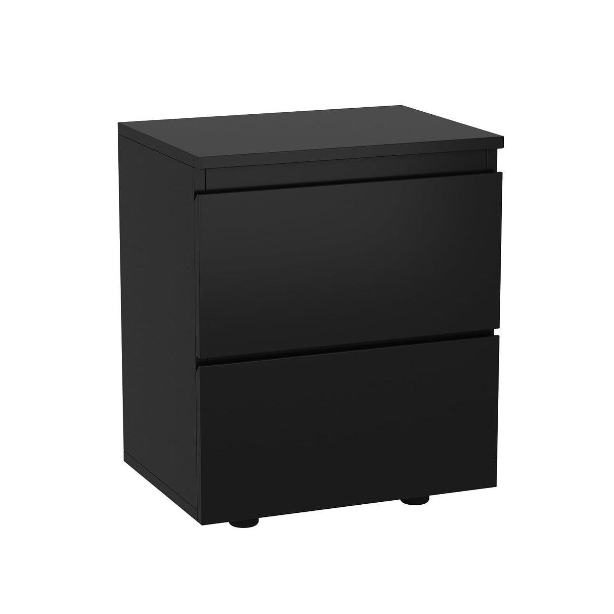 FUNISIR Nightstand with 2 Drawers, Modern Bedroom End Table with No Handle, Wooden Bedside Storage Cabinet, Balck FUNISIR