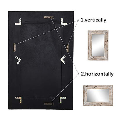 EMAISON 36 X 24 inch Wall Mount Wood Frame Bathroom Vanity Mirror Rustic Horizontal/Vertical Rectangle Mirror for Over Sink, Bedroom, Farmhouse Home - WoodArtSupply