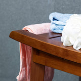 Forevich Bamboo Shower Bench Stool with Storage Shelf Waterproof Shower Chair Spa Bath Seat Excellent for Indoor Use Chestnut Brown Forevich