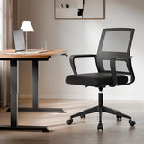 SUKIDA Desk Chair Mesh Office Chair with Upholstery Executive Office Chair with Armrests, Mid-Back Task Chair Height-Adjustable Computer Chair, Black SUKIDA