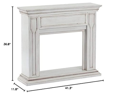 e-Flame USA Breckenridge Electric Fireplace Stove Mantel Surround - 41-inch - Rustic White Finish