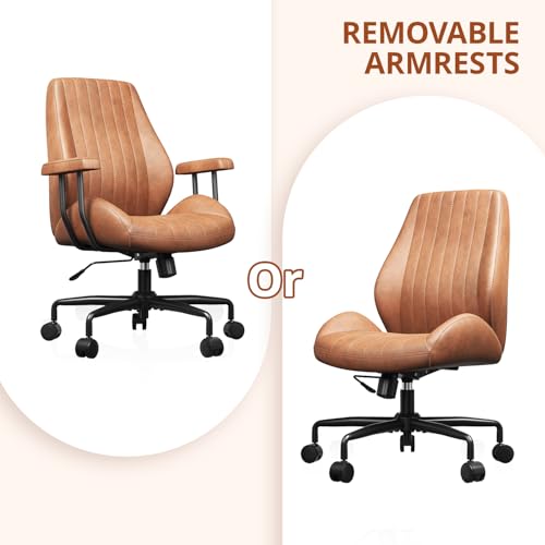 Ergonomic Office Chair 330LBS, Reclining Swivel Mid Back Desk Chair with Adjustable Height, Thickened Cushions, Comfy Executive Armchair for Home Office Synorla