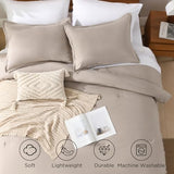 Andency King Size Comforter Set - 7 Pieces Bed in a Bag King Bedding Comforter Sets Oatmeal, Winter Solid Soft Lightweight Comforter with Fitted Sheets, Flat Sheets, Pillowcases & Shams Andency