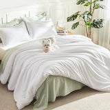 Litanika White Comforter King Size, 3 Pieces Lightweight Solid Bedding Comforter Set, All Season Fluffy Bed Set (104x90In Comforter & 2 Pillowcases) Litanika