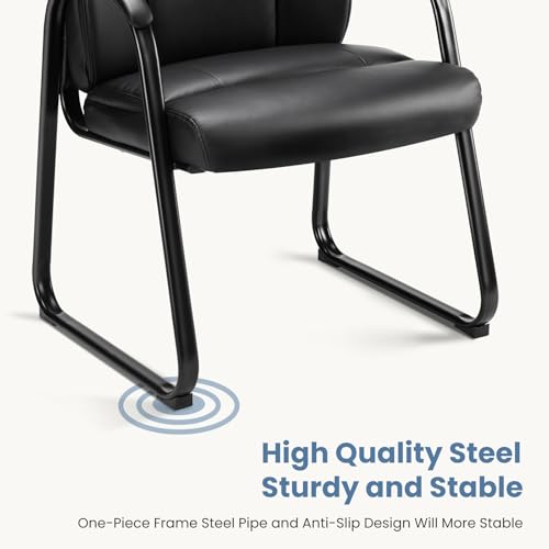 DUMOS Office Desk Guest Chair Set of 8, Leather Waiting Room Chairs with Padded Arms for Elderly Home Reception Area Conference Room Lobby Side breakroom DUMOS