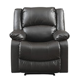 Relax-A-Lounger Warren 35.5" Manual Pull-Handle Recliner, Traditional Overstuffed, Pocket Coil Comfort, Black Metal Base Legs, Soft Vegan Leather Fabric, Java Relax-A-Lounger