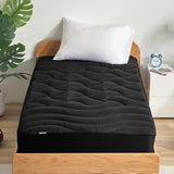 SLEEP ZONE Cooling Twin Mattress Topper for Single Bed, Premium Zoned Cool Mattress Pad Cover, Padded Mattress Protector Breathable Washable, Deep Pocket 8-21" (Black, Twin) SLEEP ZONE