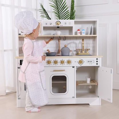 OOOK Kids Play Kitchen Set, Kitchen Set for Kids with Plenty of Play Features,Sink,Oven,Range Hood,Stove,Dishwasher,Coffee Maker,ice Maker and Microwave, Play Kitchen Sets for Kids Ages 4-8 - WoodArtSupply