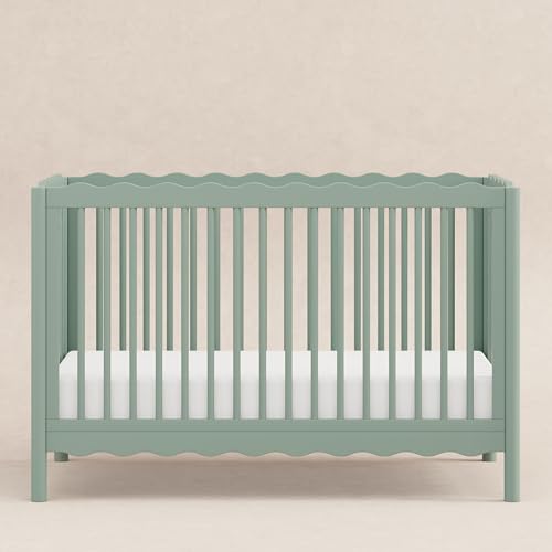 babyletto Swell 4-in-1 Convertible Crib with Toddler Bed Conversion Kit in Light Sage, Greenguard Gold Certified babyletto