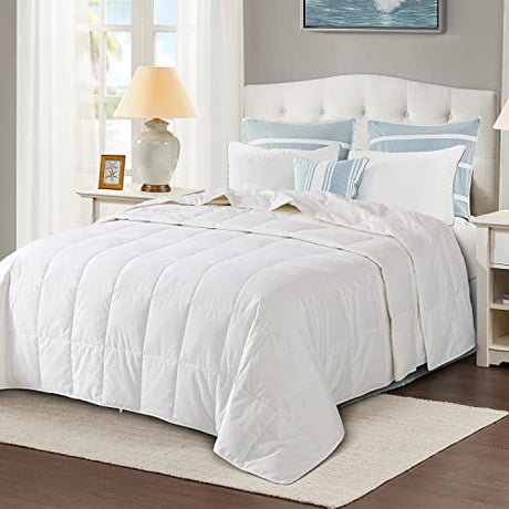 Globon Down Blanket California King Size, Extra Lightweight Summer Comforter/Duvet Insert for Hot Sleepers,Noiseless & Extra Soft, 13 Ounce Fill Weight, White Globon