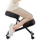 SOMEET Ergonomic Kneeling Chair, Modern Style, Kneeling Office Chair, Black Pu Kneeing Chair, Metal Frame, Foam Seat, 250 lbs Weight Capacity, Adjustable Height, Lockable Casters SOMEET
