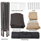 Yaheetech 13x13 Pop up Gazebo, Hexagonal Outdoor Canopy Shelter, Instant Patio Gazebo Sun Shade Canopy Tent with Double Tiers & Mesh Netting for Lawn, Garden, Backyard & Deck, Khaki/Brown Yaheetech