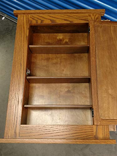 24" W x 33" H Solid Oak Mission Recessed Medicine Cabinet/Solid Wood & Handmade - WoodArtSupply