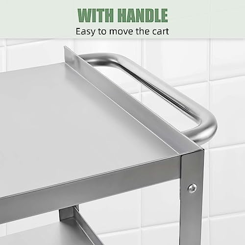 Hally Stainless Steel Utility Cart 3 Tier NSF Commercial Heavy Duty Metal Mobile Food Rolling Cart with Handle and Wheels for Kitchen, Restaurant, Hospital, Laboratory and Home, 24" L x 16" W x 34" H HALLY SINKS & TABLES H