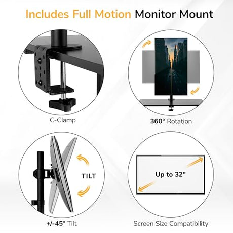 Mount-It! Mobile Computer Cart with Monitor Mount for Screen up to 32", Portable Desk on Wheels, Rolling Laptop Stand Teachers, Office, Classroom, Rise up to 53", Projector, Podium, Keyboard Tray Mount-It!
